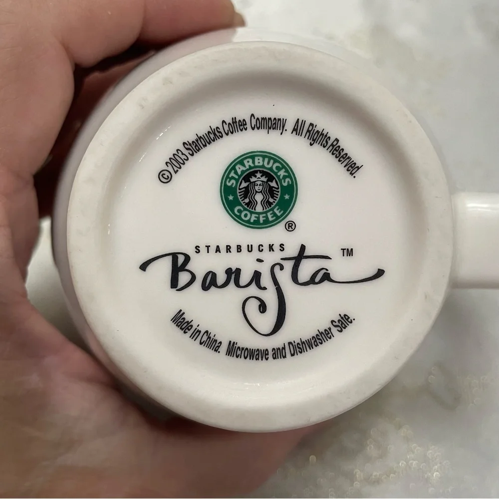 Starbucks Barista 2003 White Ceramic Coffee Mugs x2
